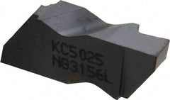 Kennametal - 3156NG Grade KC5025, 3.96mm Cutting Width Carbide Grooving Insert - 3.81mm Max Depth of Cut, Left Hand, 0.19mm Corner Radius, TiAlN Finish - Exact Tool & Supply