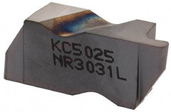 Kennametal - 3031NR Grade KC5025, 1.58mm Cutting Width Carbide Grooving Insert - 2.39mm Max Depth of Cut, Left Hand, 0.79mm Corner Radius, TiAlN Finish - Exact Tool & Supply