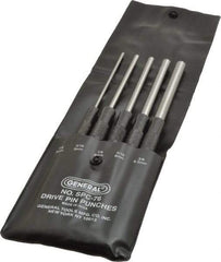 General - 5 Piece, 1/8 to 3/8", Pin Punch Set - Comes in Vinyl Case - Exact Tool & Supply