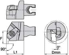 Kennametal - Insert Style NG 2R, 30mm Head Length, Left Hand Cut, Internal Modular Threading Cutting Unit Head - System Size KM3225, 22mm Center to Cutting Edge, Series Top Notch - Exact Tool & Supply