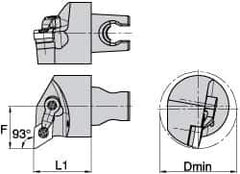 Kennametal - Left Hand Cut, Size KM3225, DN.. Insert Compatiblity, Internal Modular Turning & Profiling Cutting Unit Head - 22mm Ctr to Cutting Edge, 30mm Head Length, Through Coolant, Series Kenloc - Exact Tool & Supply