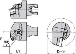 Kennametal - Right Hand Cut, Size KM3225, VN.. Insert Compatiblity, Internal Modular Turning & Profiling Cutting Unit Head - 27mm Ctr to Cutting Edge, 30mm Head Length, Through Coolant, Series Kenloc - Exact Tool & Supply