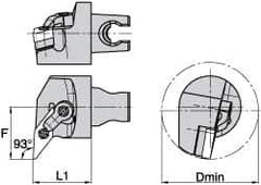 Kennametal - Right Hand Cut, Size KM3225, VN.. Insert Compatiblity, Internal Modular Turning & Profiling Cutting Unit Head - 27mm Ctr to Cutting Edge, 30mm Head Length, Through Coolant, Series Kenloc - Exact Tool & Supply