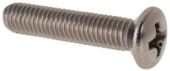 Value Collection - M5x0.80 Metric Coarse, 25mm OAL Phillips Drive Machine Screw - Oval Head, Grade 18-8 & A2 Stainless Steel, Uncoated, Without Washer - Exact Tool & Supply