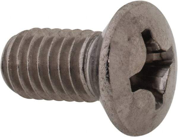 Value Collection - M6x1.00 Metric Coarse, 12mm OAL Phillips Drive Machine Screw - Oval Head, Grade 18-8 & A2 Stainless Steel, Uncoated, Without Washer - Exact Tool & Supply