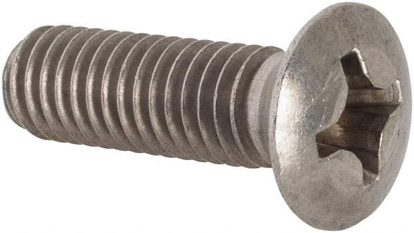 Value Collection - M6x1.00 Metric Coarse, 20mm OAL Phillips Drive Machine Screw - Oval Head, Grade 18-8 & A2 Stainless Steel, Uncoated, Without Washer - Exact Tool & Supply
