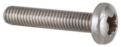 Value Collection - M6x1.00 Metric Coarse, 30mm Length Under Head Pozidriv Drive Machine Screw - Pan Head, Grade 18-8 & A2 Stainless Steel, Uncoated, Without Washer - Exact Tool & Supply