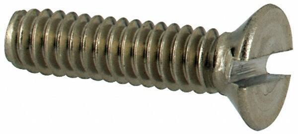 Value Collection - M2x0.40 Metric Coarse, 8mm OAL Slotted Drive Machine Screw - Flat Head, Grade 316 & A4 Stainless Steel, Uncoated, Without Washer - Exact Tool & Supply