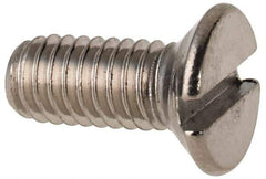 Value Collection - M4x0.70 Metric Coarse, 10mm OAL Slotted Drive Machine Screw - Flat Head, Grade 316 & A4 Stainless Steel, Uncoated, Without Washer - Exact Tool & Supply