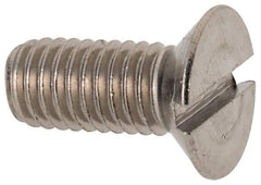 Value Collection - M5x0.80 Metric Coarse, 12mm OAL Slotted Drive Machine Screw - Flat Head, Grade 316 & A4 Stainless Steel, Uncoated, Without Washer - Exact Tool & Supply