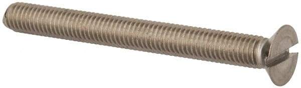 Value Collection - M5x0.80 Metric Coarse, 50mm OAL Slotted Drive Machine Screw - Flat Head, Grade 316 & A4 Stainless Steel, Uncoated, Without Washer - Exact Tool & Supply