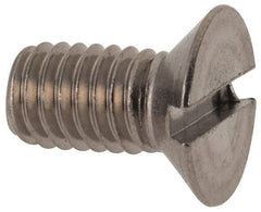 Value Collection - M6x1.00 Metric Coarse, 12mm OAL Slotted Drive Machine Screw - Flat Head, Grade 316 & A4 Stainless Steel, Uncoated, Without Washer - Exact Tool & Supply