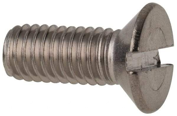 Value Collection - M6x1.00 Metric Coarse, 16mm OAL Slotted Drive Machine Screw - Flat Head, Grade 316 & A4 Stainless Steel, Uncoated, Without Washer - Exact Tool & Supply
