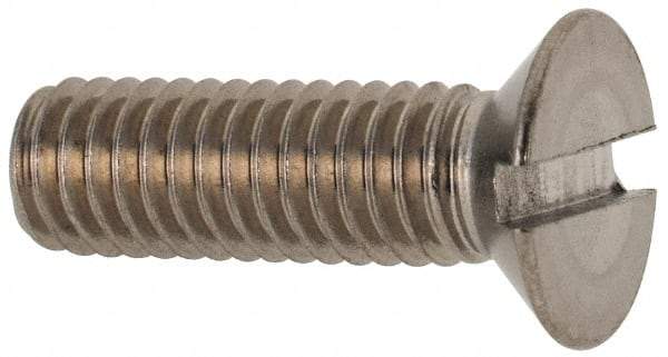 Value Collection - M6x1.00 Metric Coarse, 20mm OAL Slotted Drive Machine Screw - Flat Head, Grade 316 & A4 Stainless Steel, Uncoated, Without Washer - Exact Tool & Supply