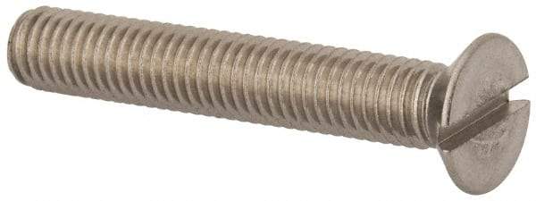Value Collection - M8x1.25 Metric Coarse, 50mm OAL Slotted Drive Machine Screw - Flat Head, Grade 316 & A4 Stainless Steel, Uncoated, Without Washer - Exact Tool & Supply