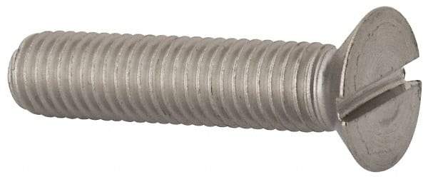 Value Collection - M10x1.50 Metric Coarse, 45mm OAL Slotted Drive Machine Screw - Flat Head, Grade 316 & A4 Stainless Steel, Uncoated, Without Washer - Exact Tool & Supply
