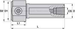 Kennametal - Neutral Cut, KM3225 Modular Connection, Round Shank Lathe Modular Clamping Unit - 32mm Square Shank Diam, 3.543" OAL, Series NCM-SS Round Shank Standard Length - Exact Tool & Supply