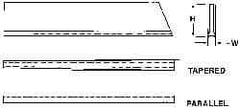 Empire - 3/16 Inch Wide x 1-1/8 Inch High x 6-1/2 Inch Long, Tapered Blade, Cutoff Blade - C6 Grade, Bright Finish - Exact Tool & Supply