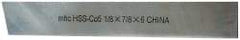 Interstate - 1/8 Inch Wide x 7/8 Inch High x 6 Inch Long, Parallel Cutoff Blade - M35 Grade, Bright Finish - Exact Tool & Supply