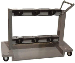 Made in USA - 24" Long x 52" Wide x 72" High, Gas Six Cylinder Wheeled Cart - Fits 4, 5, 6, 7, 8, 9, 10, 11, 12" Diameter Cylinders - Exact Tool & Supply