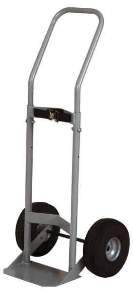 Made in USA - 47" OAH Cylinder Hand Truck - Swept Back Handle, Steel, Full Pneumatic Wheels - Exact Tool & Supply