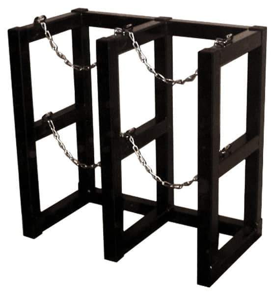 Made in USA - 16" Long x 30" Wide x 30" High, Gas Two Cylinder Tube Rack - Fits 4, 5, 6, 7, 8, 9, 10, 11, 12" Diameter Cylinders - Exact Tool & Supply