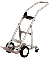 Made in USA - 47" OAH Cylinder Hand Truck - Swept Back Handle, Steel, Semi-Pneumatic Wheels - Exact Tool & Supply