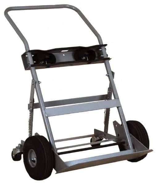 Made in USA - 47" OAH Cylinder Hand Truck - Swept Back Handle, Steel, Full Pneumatic Wheels - Exact Tool & Supply