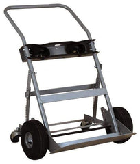 Made in USA - 47" OAH Cylinder Hand Truck - Swept Back Handle, Steel, Full Pneumatic Wheels - Exact Tool & Supply