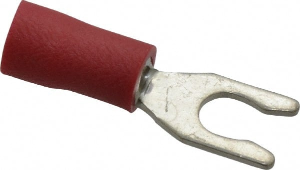 Ideal - #6 Stud, 22 to 18 AWG Compatible, Partially Insulated, Crimp Connection, Locking Fork Terminal - Exact Tool & Supply