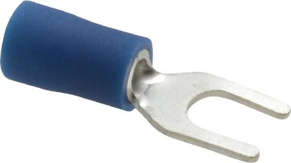 Ideal - #8 Stud, 16 to 14 AWG Compatible, Partially Insulated, Crimp Connection, Standard Fork Terminal - Exact Tool & Supply