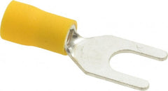 Ideal - 1/4" Stud, 12 to 10 AWG Compatible, Partially Insulated, Crimp Connection, Standard Fork Terminal - Exact Tool & Supply