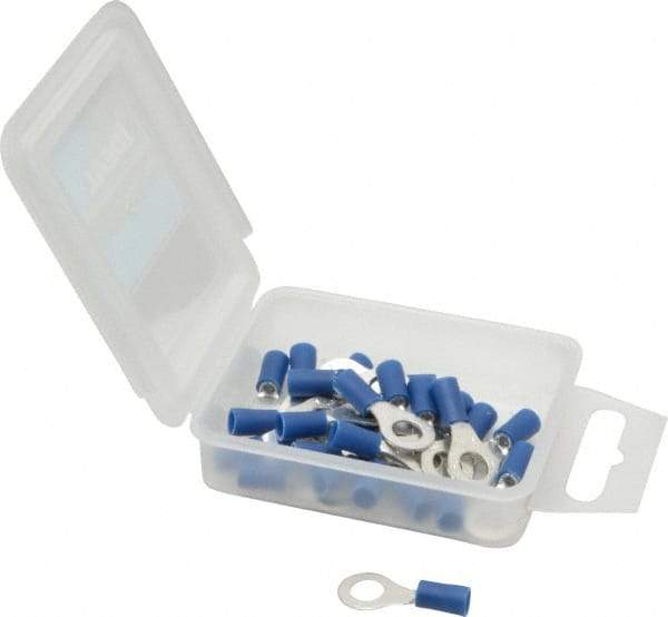 Ideal - 16-14 AWG Partially Insulated Crimp Connection Circular Ring Terminal - 1/4" Stud, 1.055" OAL x 0.394" Wide, Tin Plated Brass Contact - Exact Tool & Supply