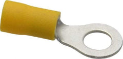 Ideal - 12-10 AWG Partially Insulated Crimp Connection Circular Ring Terminal - 1/4" Stud, 1.167" OAL x 0.512" Wide, Tin Plated Brass Contact - Exact Tool & Supply