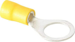 Ideal - 12-10 AWG Partially Insulated Crimp Connection Circular Ring Terminal - 3/8" Stud, 1.339" OAL x 0.512" Wide, Tin Plated Brass Contact - Exact Tool & Supply