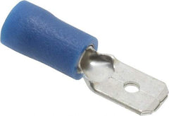 Ideal - 16 to 14 AWG, Vinyl, Fully Insulated, Male Wire Disconnect - 1/4 Inch Wide Tab, Blue, cUL Listed, RoHS Compliant, UL Listed - Exact Tool & Supply