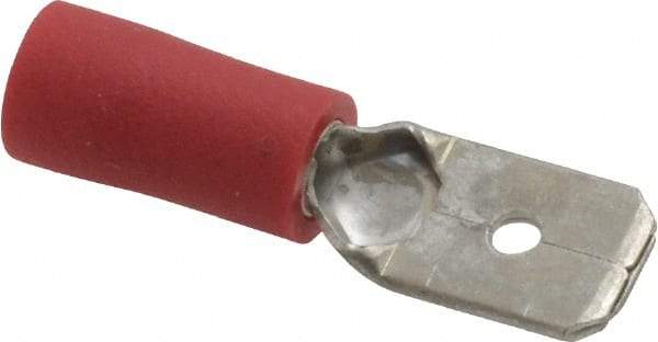 Ideal - 22 to 18 AWG, Vinyl, Fully Insulated, Male Wire Disconnect - 1/4 Inch Wide Tab, Red, cUL Listed, RoHS Compliant, UL Listed - Exact Tool & Supply