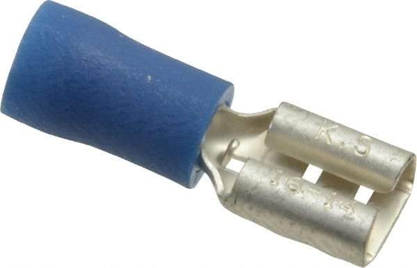 Ideal - 16 to 14 AWG, Vinyl, Fully Insulated, Female Wire Disconnect - 1/4 Inch Wide Tab, Blue, cUL Listed, RoHS Compliant, UL Listed - Exact Tool & Supply