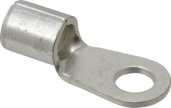 Ideal - 6 AWG Noninsulated Crimp Connection Circular Ring Terminal - 1/4" Stud, 1.173" OAL x 0.472" Wide, Tin Plated Brass Contact - Exact Tool & Supply