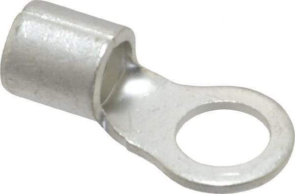 Ideal - 4 AWG Noninsulated Crimp Connection Circular Ring Terminal - 3/8" Stud, 1.319" OAL x 0.65" Wide, Tin Plated Brass Contact - Exact Tool & Supply