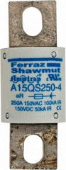 Ferraz Shawmut - 150 VAC/VDC, 250 Amp, Fast-Acting Semiconductor/High Speed Fuse - Bolt-on Mount, 2-21/32" OAL, 100 at AC, 50 at DC kA Rating, 1-1/8" Diam - Exact Tool & Supply