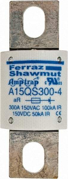 Ferraz Shawmut - 150 VAC/VDC, 300 Amp, Fast-Acting Semiconductor/High Speed Fuse - Bolt-on Mount, 2-21/32" OAL, 100 at AC, 50 at DC kA Rating, 1-1/8" Diam - Exact Tool & Supply