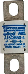 Ferraz Shawmut - 150 VAC/VDC, 50 Amp, Fast-Acting Semiconductor/High Speed Fuse - Bolt-on Mount, 2-21/32" OAL, 100 at AC, 50 at DC kA Rating, 1-1/8" Diam - Exact Tool & Supply