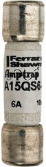 Ferraz Shawmut - 150 VAC/VDC, 6 Amp, Fast-Acting Semiconductor/High Speed Fuse - Clip Mount, 1-1/2" OAL, 100 at AC, 50 at DC kA Rating, 13/32" Diam - Exact Tool & Supply