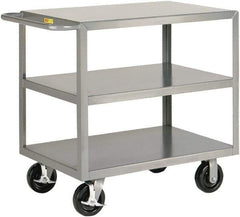 Little Giant - 3,600 Lb Capacity, 30" Wide x 65-1/2" Long x 36" High Shelf Cart - 3 Shelf, Steel - Exact Tool & Supply