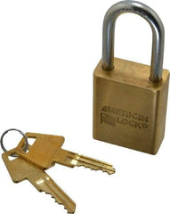American Lock - 3/4" Shackle Clearance, Keyed Alike Padlock - 1/4" Shackle Diam, Steel - Exact Tool & Supply