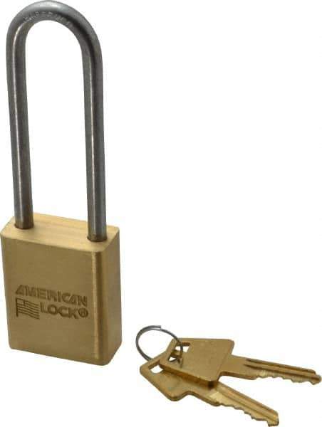 American Lock - 3/4" Shackle Clearance, Keyed Different Padlock - 1/4" Shackle Diam, Steel - Exact Tool & Supply