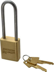 American Lock - 3/4" Shackle Clearance, Keyed Different Padlock - 1/4" Shackle Diam, Steel - Exact Tool & Supply