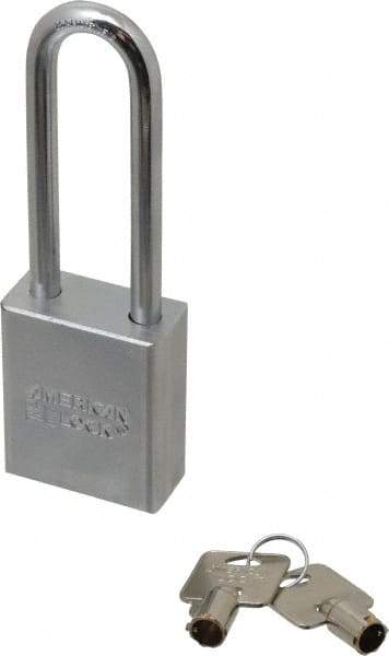 American Lock - 3/4" Shackle Clearance, Keyed Different Tubular Padlock - 5/16" Shackle Diam, Steel - Exact Tool & Supply