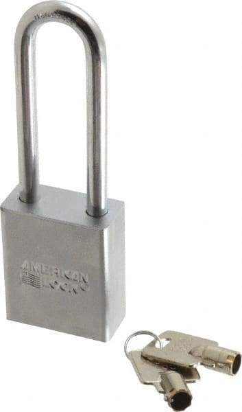 American Lock - 3/4" Shackle Clearance, Keyed Alike Tubular Padlock - 5/16" Shackle Diam, Steel - Exact Tool & Supply